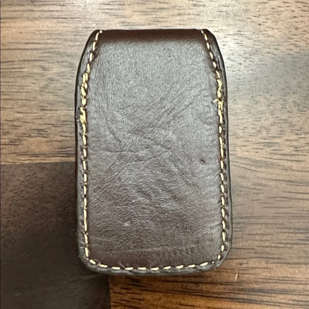 Brown Leather and Silver Metal Money Clip